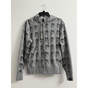 Famous Stars And Straps Hoodie Size S Youth Grey Y2K All Over Print Vintage